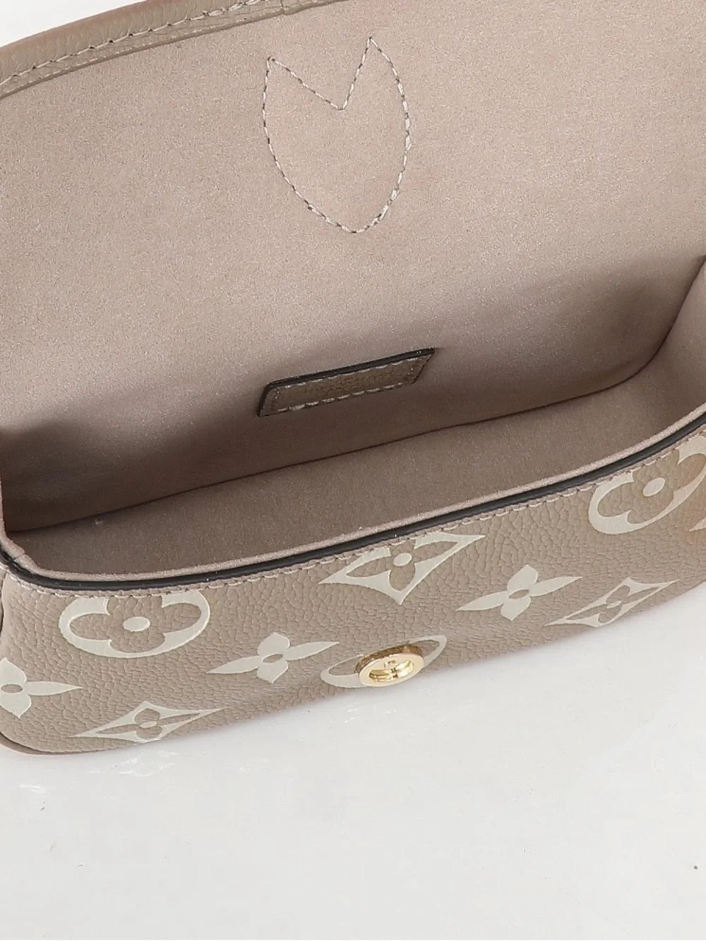 Louis Vuitton Taupe and Cream Mini Monogram Top Handle Bag with Gold Hardware